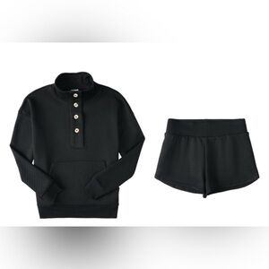 Serra 2pc Ladies Quilted Pajama Set, Black, XL  Button-Up Pullover